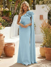Satin Mermaid One Shoulder Formal Dresses with 3D Flowers
