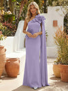 Satin Mermaid One Shoulder Formal Dresses with 3D Flowers