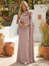 Satin Mermaid One Shoulder Formal Dresses with 3D Flowers