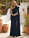 Satin Mermaid One Shoulder Formal Dresses with 3D Flowers