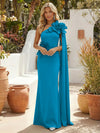 Satin Mermaid One Shoulder Formal Dresses with 3D Flowers