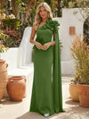 Satin Mermaid One Shoulder Formal Dresses with 3D Flowers