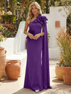 Satin Mermaid One Shoulder Formal Dresses with 3D Flowers