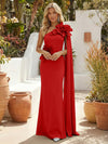 Satin Mermaid One Shoulder Formal Dresses with 3D Flowers
