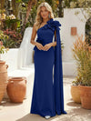 Satin Mermaid One Shoulder Formal Dresses with 3D Flowers