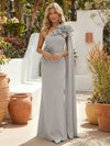 Satin Mermaid One Shoulder Formal Dresses with 3D Flowers