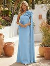 Satin Mermaid One Shoulder Formal Dresses with 3D Flowers
