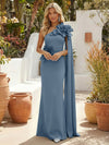 Satin Mermaid One Shoulder Formal Dresses with 3D Flowers
