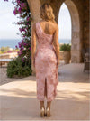 Tulle Sheath One Shoulder Formal Dresses with Floral Embroidery