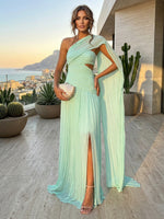 Chiffon Mermaid One Shoulder Delicate Pleated Formal Dresses