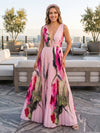 Chiffon A-Line V Neck Delicate Pleated Formal Dresses
