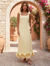 Jersey Sheath Square Neck Formal Dresses with 3D Flowers