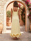 Jersey Sheath Square Neck Formal Dresses with 3D Flowers