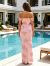 Tulle Mermaid Off the Shoulder Formal Dresses with Floral Embroidery