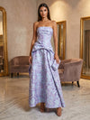 Jacquard A-Line Strapless Formal Dresses with Bow