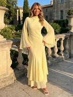 Chiffon Mermaid High Neck Tiered Formal Dresses