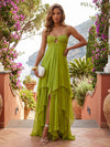 Chiffon A-Line Spaghetti Straps Formal Dresses with Ruffles