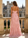 Tulle Mermaid Spaghetti Straps Formal Dresses with Floral Embroidery