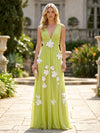 Chiffon A-Line V Neck Formal Dresses with 3D Flowers