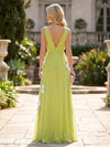Chiffon A-Line V Neck Formal Dresses with 3D Flowers