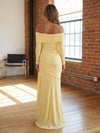 Chiffon Mermaid Off Shoulder Formal Dresses with Sash