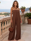 Jersey Pantsuit Strapless Pleated Formal Dresses