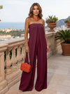 Jersey Pantsuit Strapless Pleated Formal Dresses