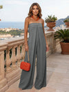 Jersey Pantsuit Strapless Pleated Formal Dresses