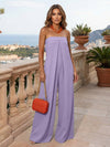 Jersey Pantsuit Strapless Pleated Formal Dresses