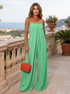 Jersey Pantsuit Strapless Pleated Formal Dresses