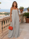 Jersey Pantsuit Strapless Pleated Formal Dresses
