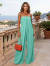 Jersey Pantsuit Strapless Pleated Formal Dresses