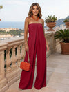 Jersey Pantsuit Strapless Pleated Formal Dresses