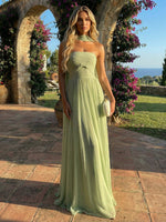Chiffon A-Line Strapless Delicate Pleated Formal Dresses