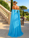 Chiffon A-Line Off Shoulder Delicate Pleated Formal Dresses