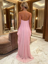 Chiffon A-Line Halter Formal Dresses with Rhinestone