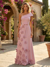 Jersey A-Line One Shoulder Formal Dresses with 3D Flowers