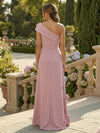 Jersey A-Line One Shoulder Formal Dresses with 3D Flowers