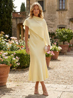Chiffon Sheath Spaghetti Straps Formal Dresses with Caps