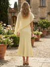 Chiffon Sheath Spaghetti Straps Formal Dresses with Caps