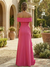 Jersey A-Line Off Shoulder Formal Dresses with 3D Flowers