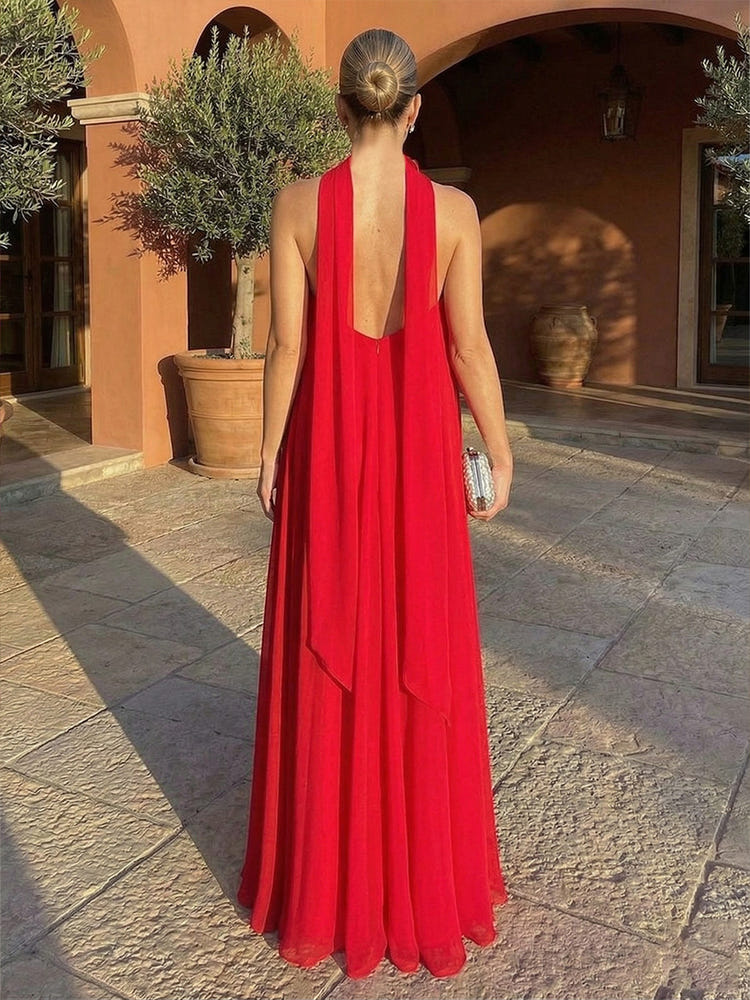 Chiffon A-Line Strapless Formal Dresses with Scarf
