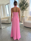 Jersey A-Line Halter Formal Dresses with 3D Flowers
