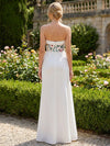 Satin Mermaid Strapless Formal Dresses with Floral Embroidery