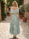 Tulle A-Line Off Shoulder Formal Dresses with Bow