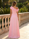 Satin A-Line One Shoulder Formal Dresses with 3D Flowers