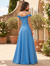 Jersey A-Line Off Shoulder Formal Dresses with 3D Flowers