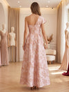 Jacquard A-Line One Shoulder Formal Dresses with Bow