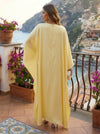 Satin A-Line Crew Neck Formal Dresses with Caps