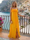 Chiffon A-Line Strapless Formal Dresses with 3D Flowers